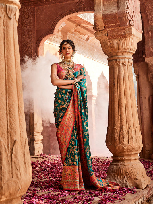 Zari Jaal Printed Woven Satin Saree