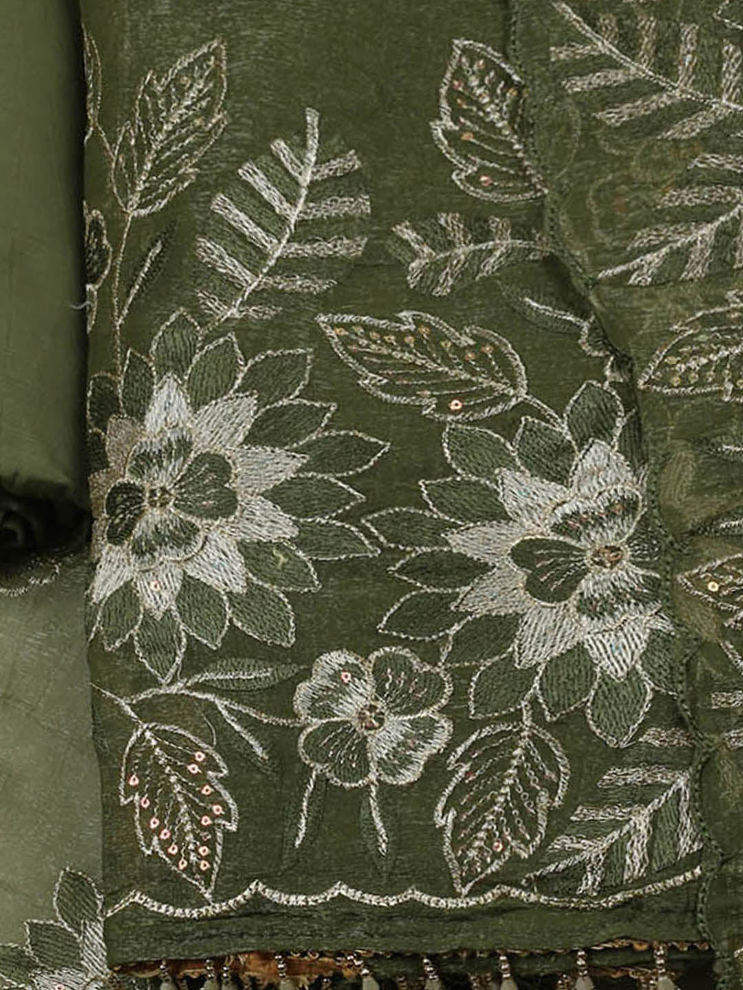 Embroidered Tissue Unstitched Suit With Pant &amp; Dupatta
