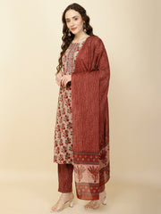 Printed Cotton Suit Set With Dupatta