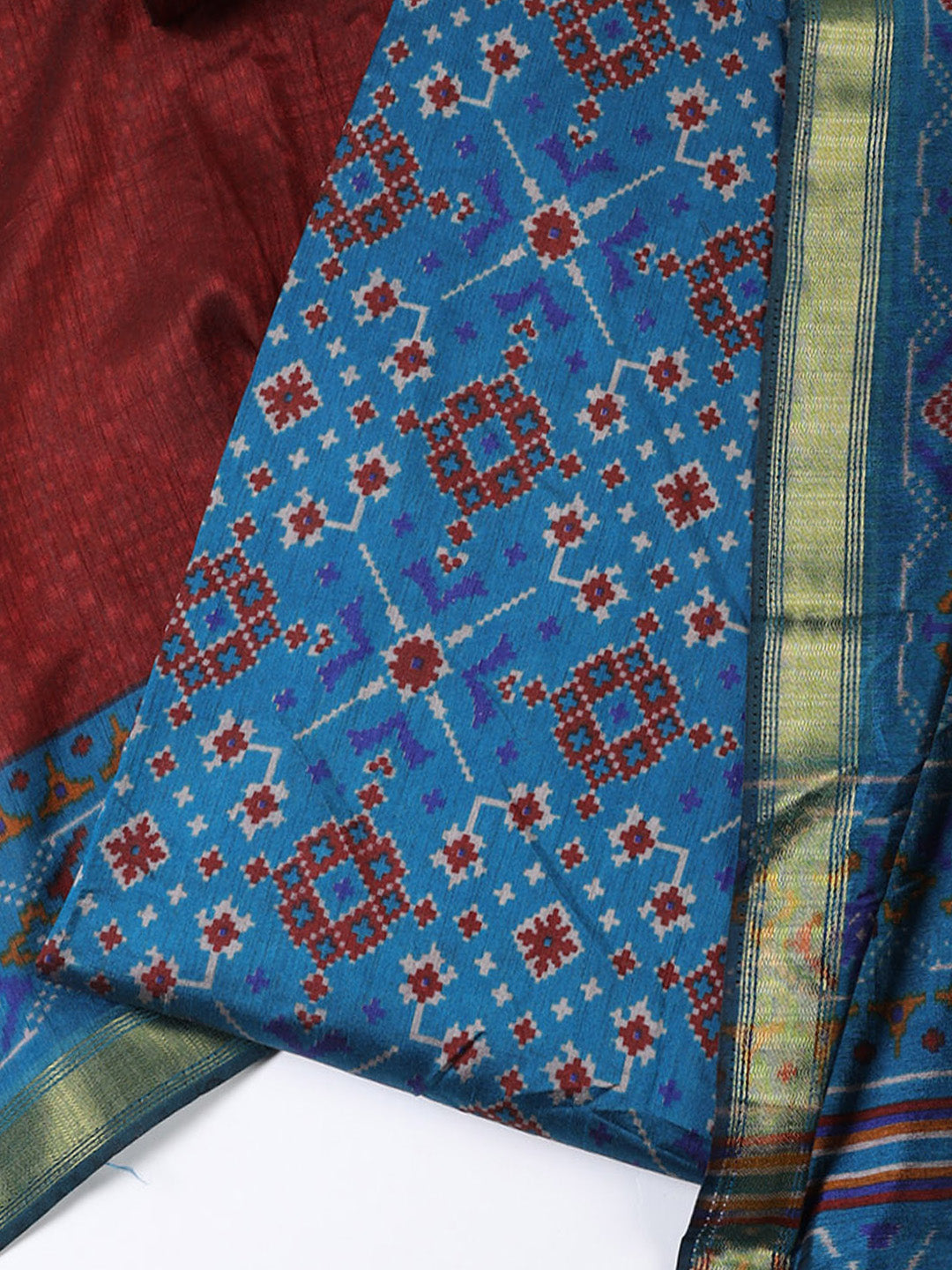 Art Silk Unstitched Suit Piece With Dupatta