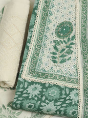 Printed Cotton Unstitched Suits Printed Suit With Pant & Dupatta