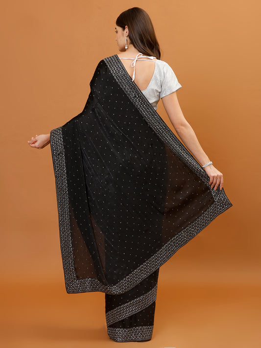 Stone Work Chinon Woven Saree