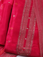 Woven Design Chanderi Unstitched Kurta With Pant & Dupatta