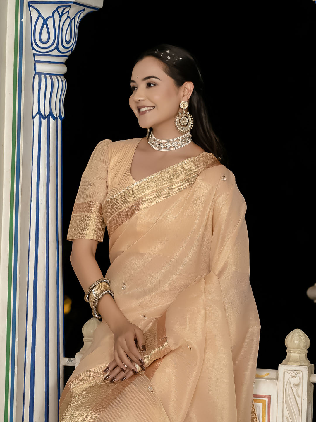 Embroidered Linen Blend Saree