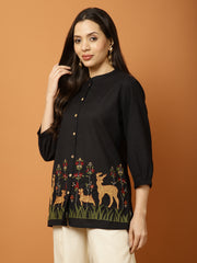 Thread Work Cotton Blend Kurti