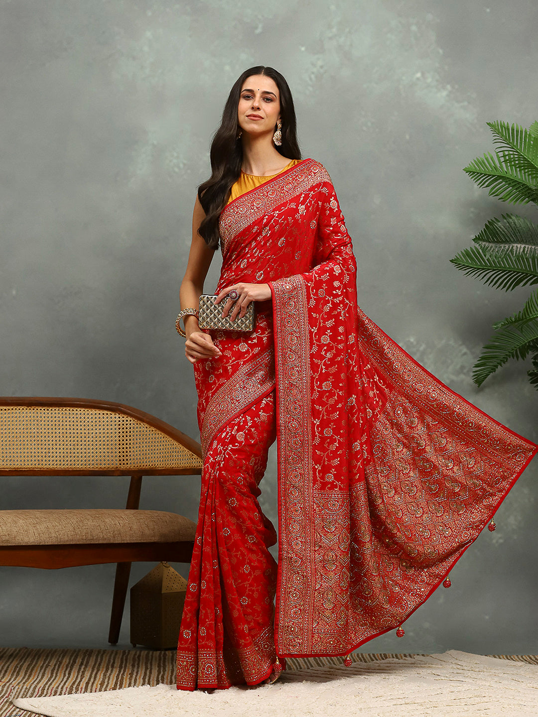 Cutdana Organza Embroidery Saree