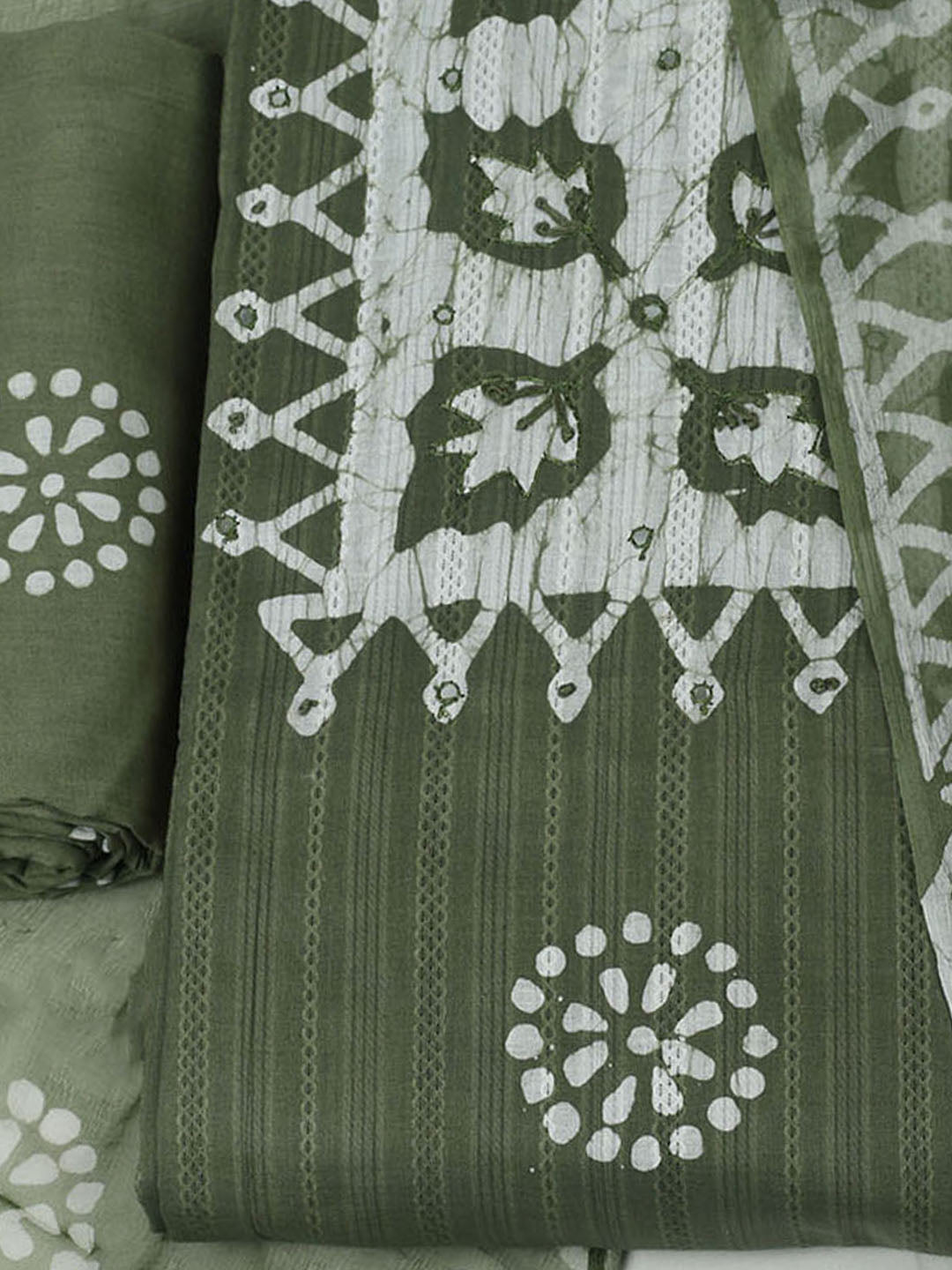 Printed Cotton Unstitched Suit With Pant &amp; Dupatta