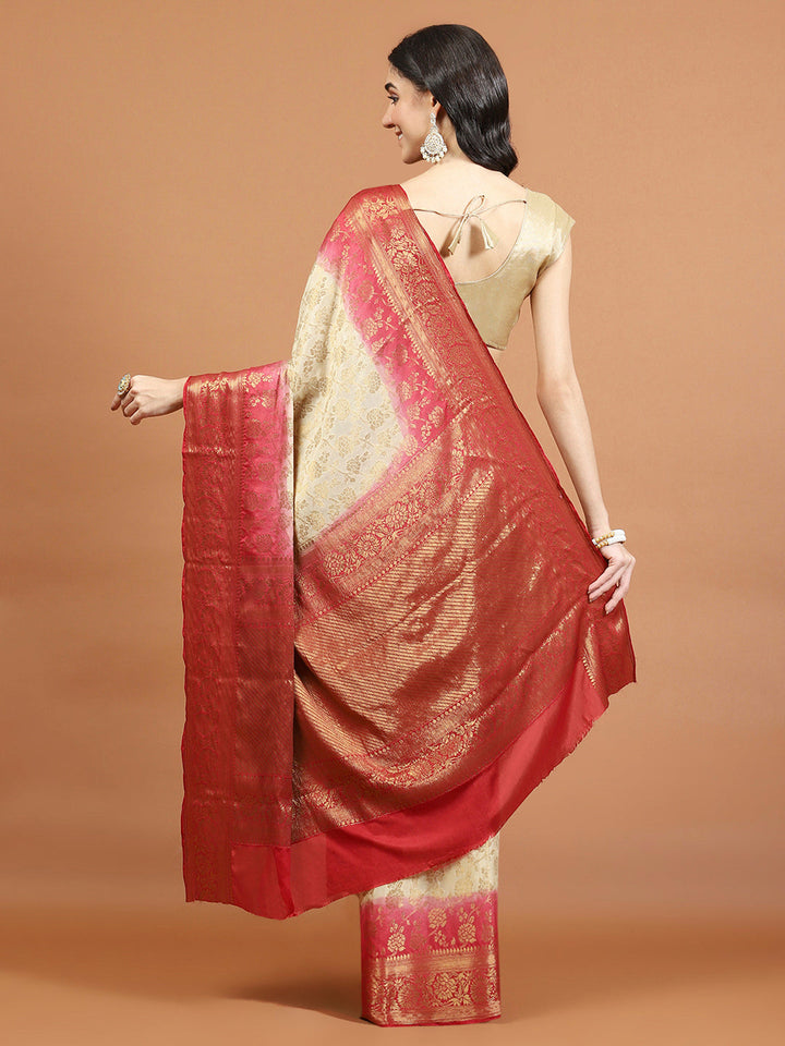 Zari Border Booti Art Chiffon Woven Saree