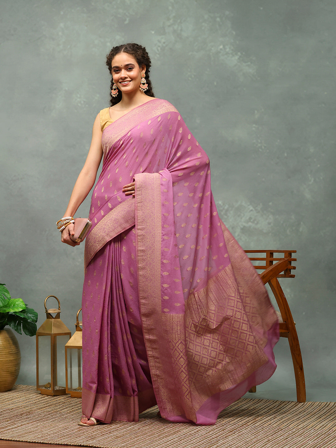 Woven Border Georgette Saree