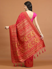 Zari Border Booti Art Silk Woven Saree