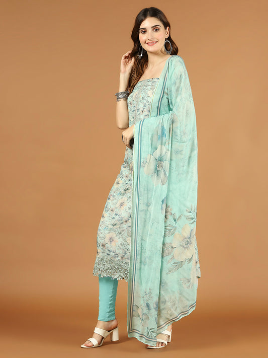 Floral Printed Muslin Unstitched Suit Piece With Dupatta