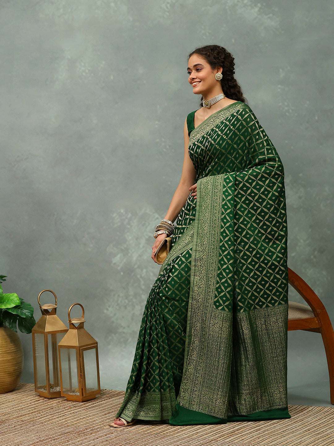 Woven Jaal Georgette Saree