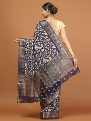 Patola Zari Border Printed Cotton Blend Woven Saree