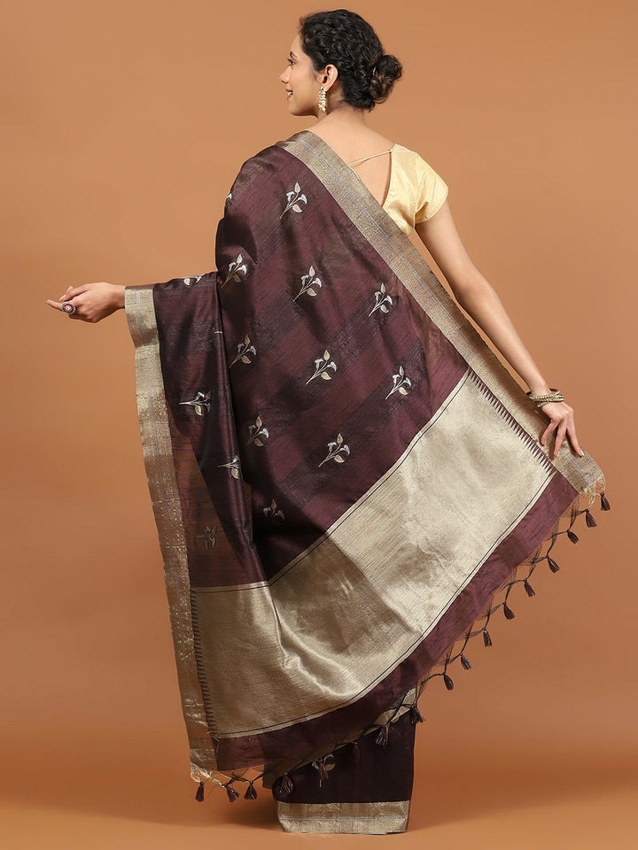 Woven Border Booti Art Silk Saree