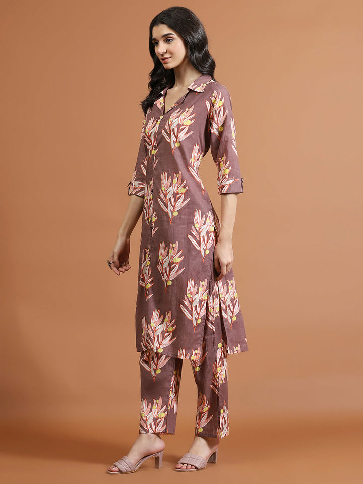 Printed Cotton Blend Kurta With Pants