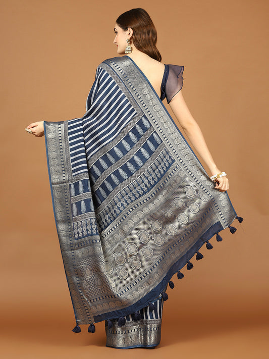 Abstract Print Art Silk Handloom Saree