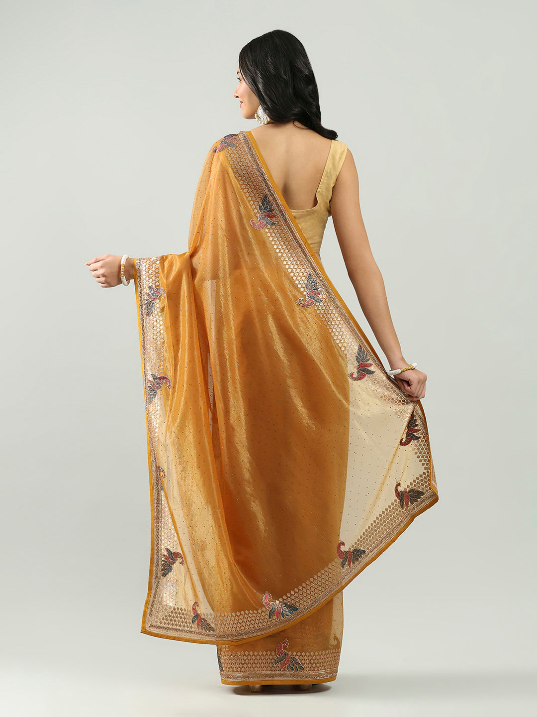 Stone Embroidery Tissue Saree