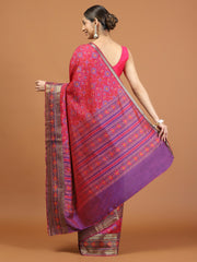 Patola Zari Border Printed Cotton Blend Woven Saree