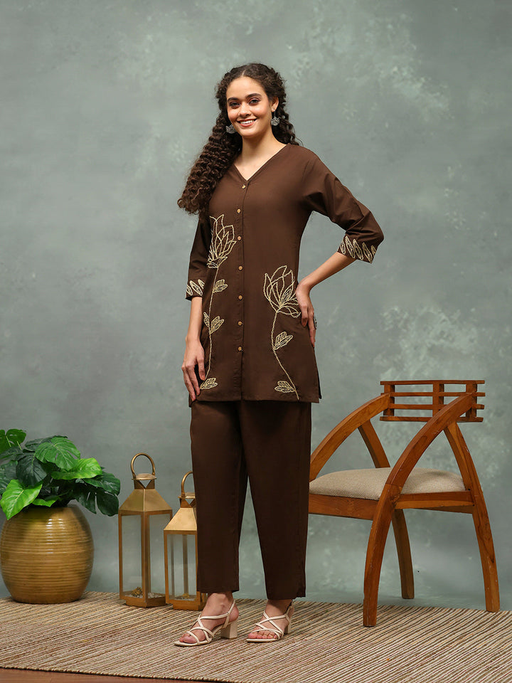 Printed Cotton Blend Kurta With Pants