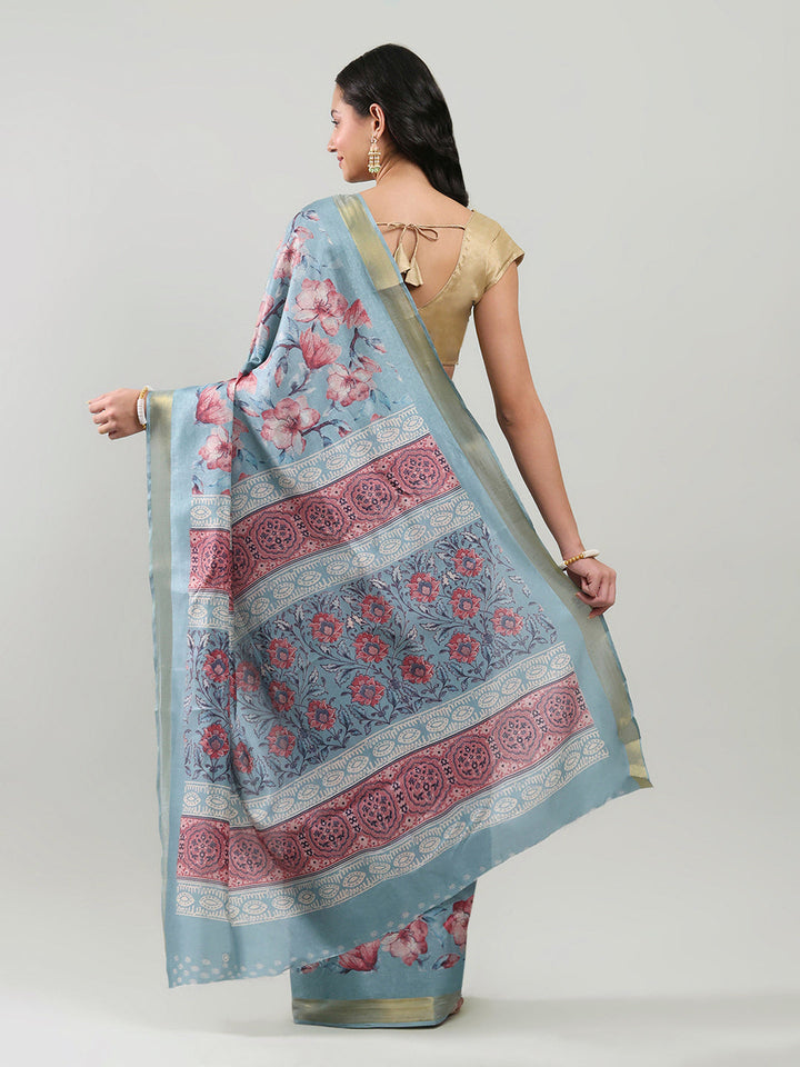 Floral Printed Art Silk Woven Saree