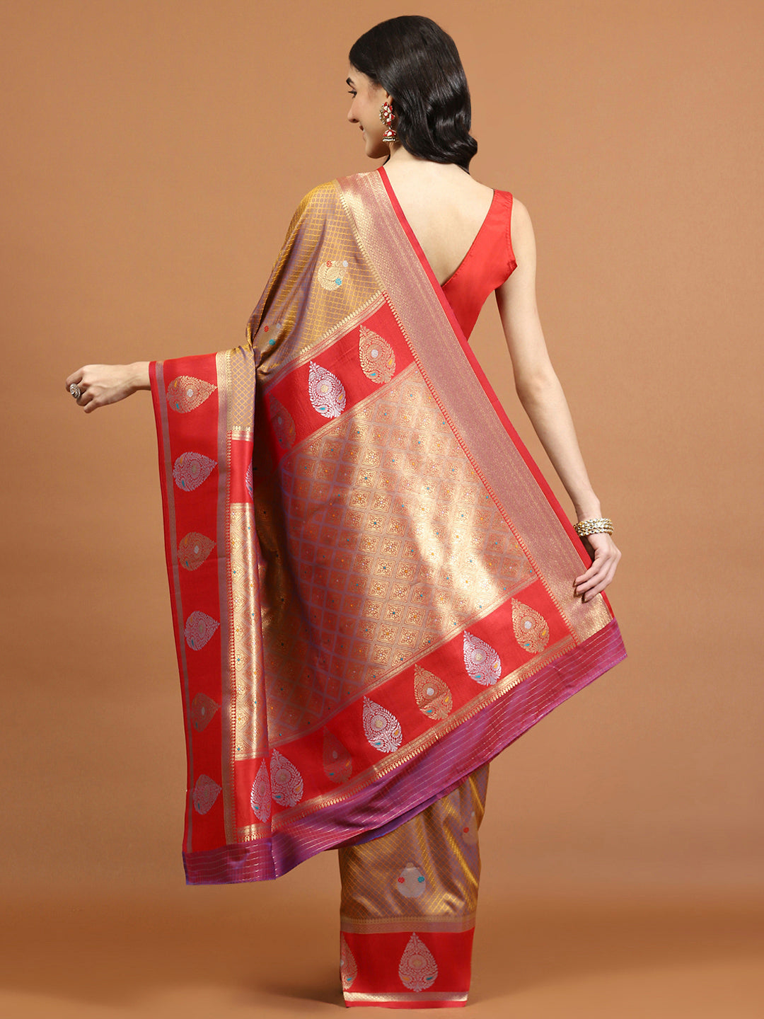 Zari Jaal Woven Art Silk Saree