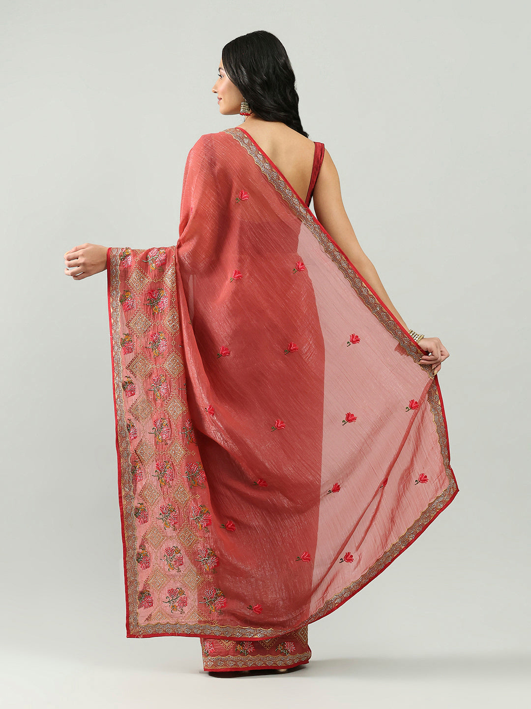 Embroidery Border Organza Saree