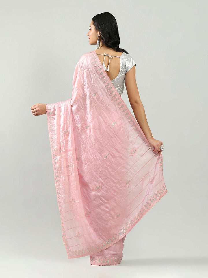 Zari Border Booti Organza Saree