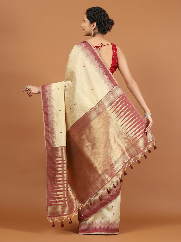 Woven Border Booti Art Silk Saree