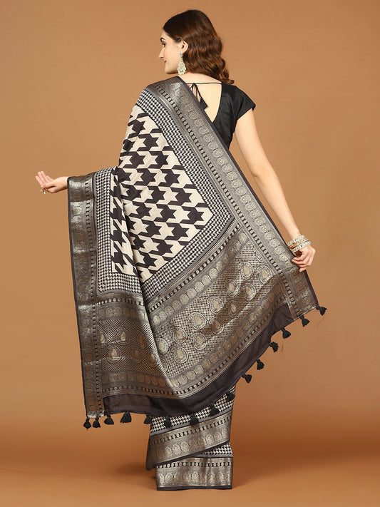 Abstract Print Art Silk Handloom Saree