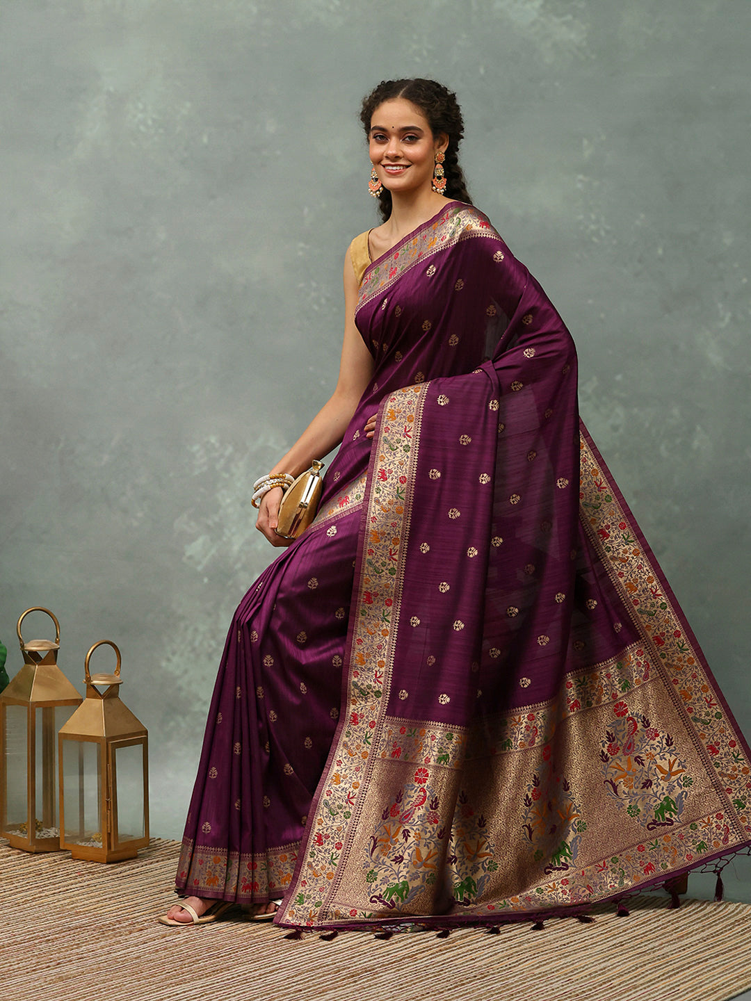 Woven Border Art Silk Saree