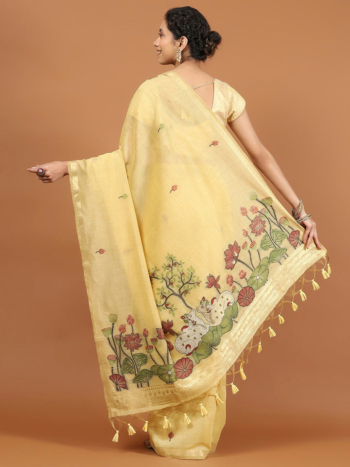Woven Border Booti Art Silk Saree