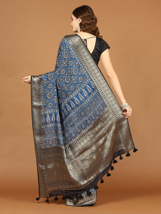 Abstract Print Art Silk Handloom Saree