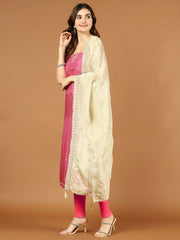 Neck Embroidered Muslin Unstitched Suit Piece With Dupatta