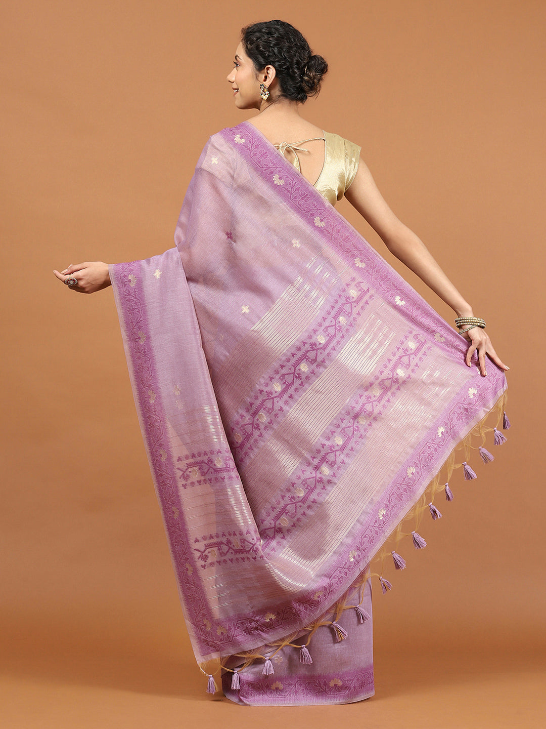 Woven Border Booti Art Silk Saree