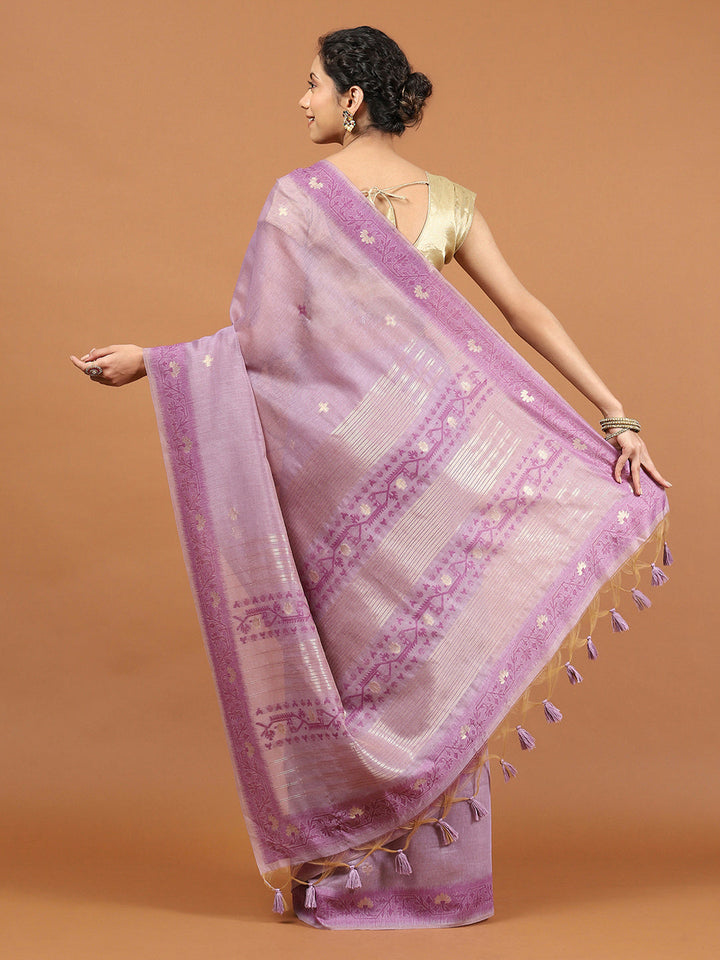 Woven Border Booti Art Silk Saree