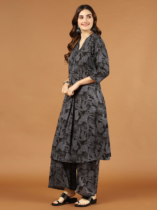 Printed Cotton Kurta With Palazzo