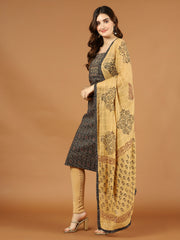 Printed Cotton Blend Unstitched Suit Piece With Dupatta