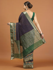 Patola Zari Border Printed Cotton Blend Woven Saree