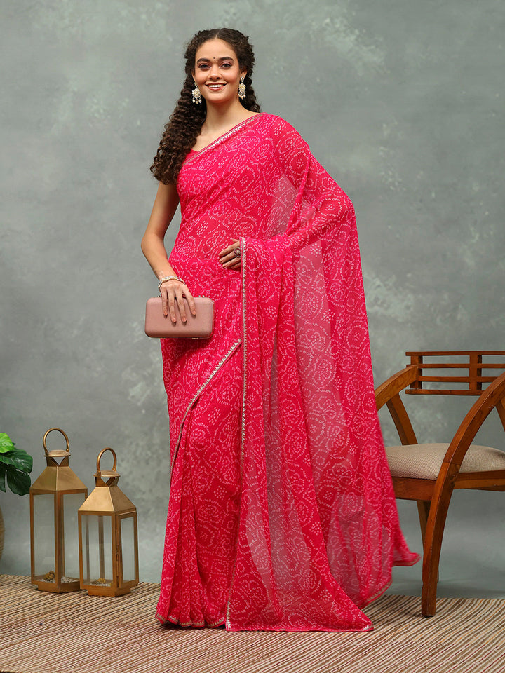 Bandhani Printed Georgette Saree