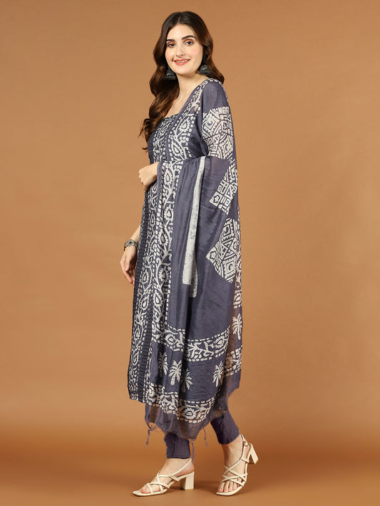 Neck Patti Printed Cotton Unstitched Suit Piece With Dupatta