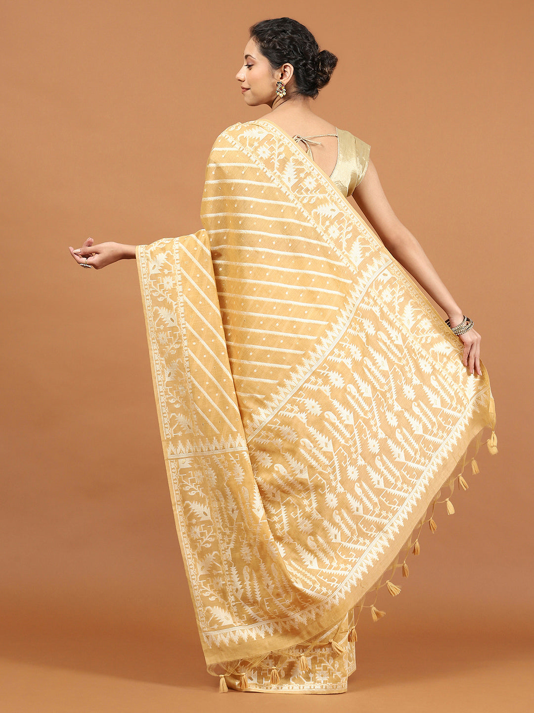 Woven Border Booti Art Silk Saree