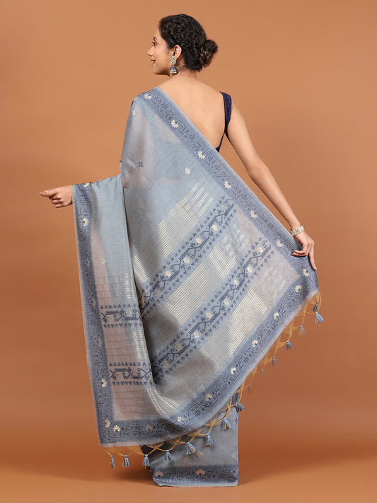 Woven Border Booti Art Silk Saree