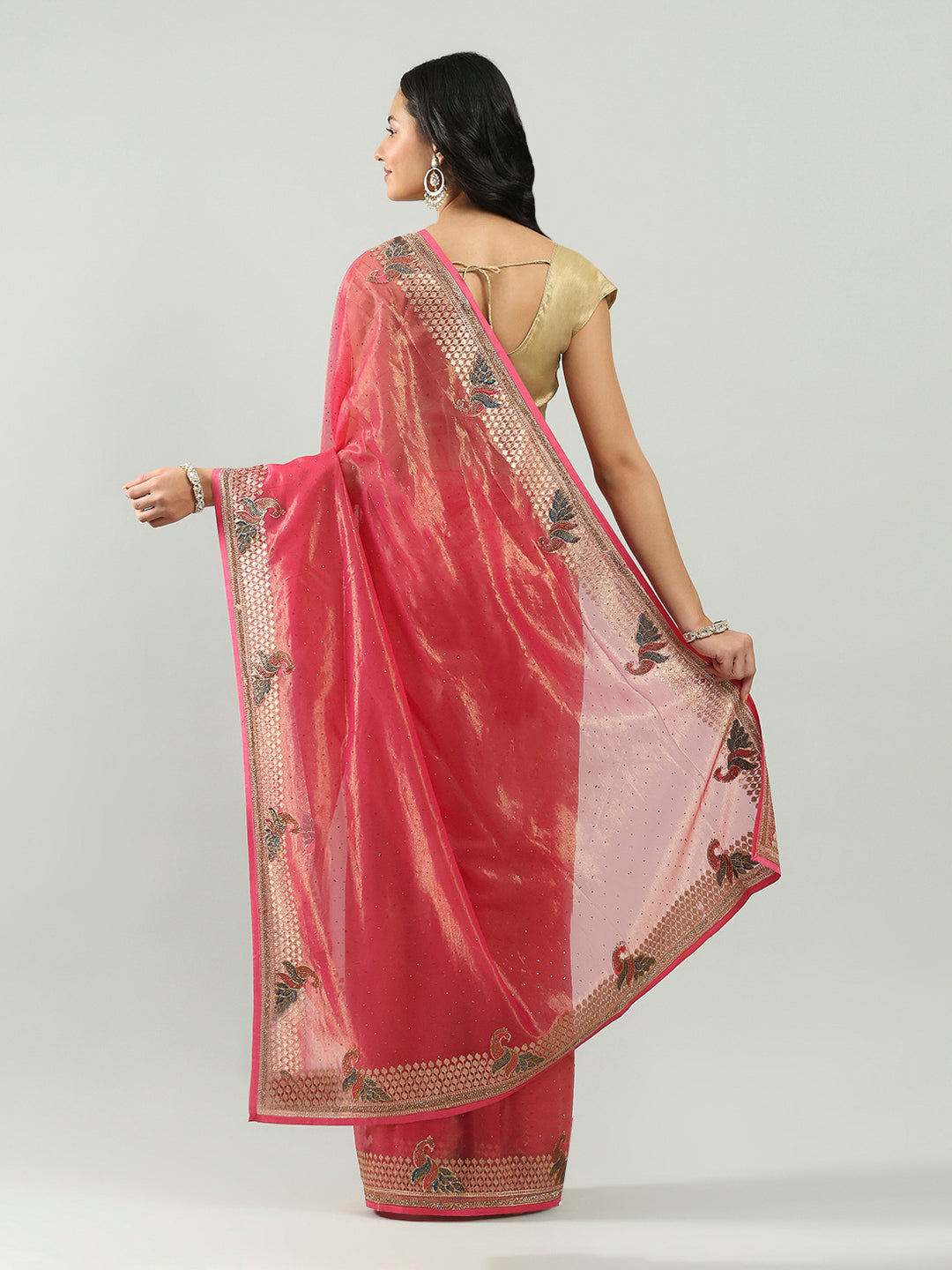 Stone Embroidery Tissue Saree