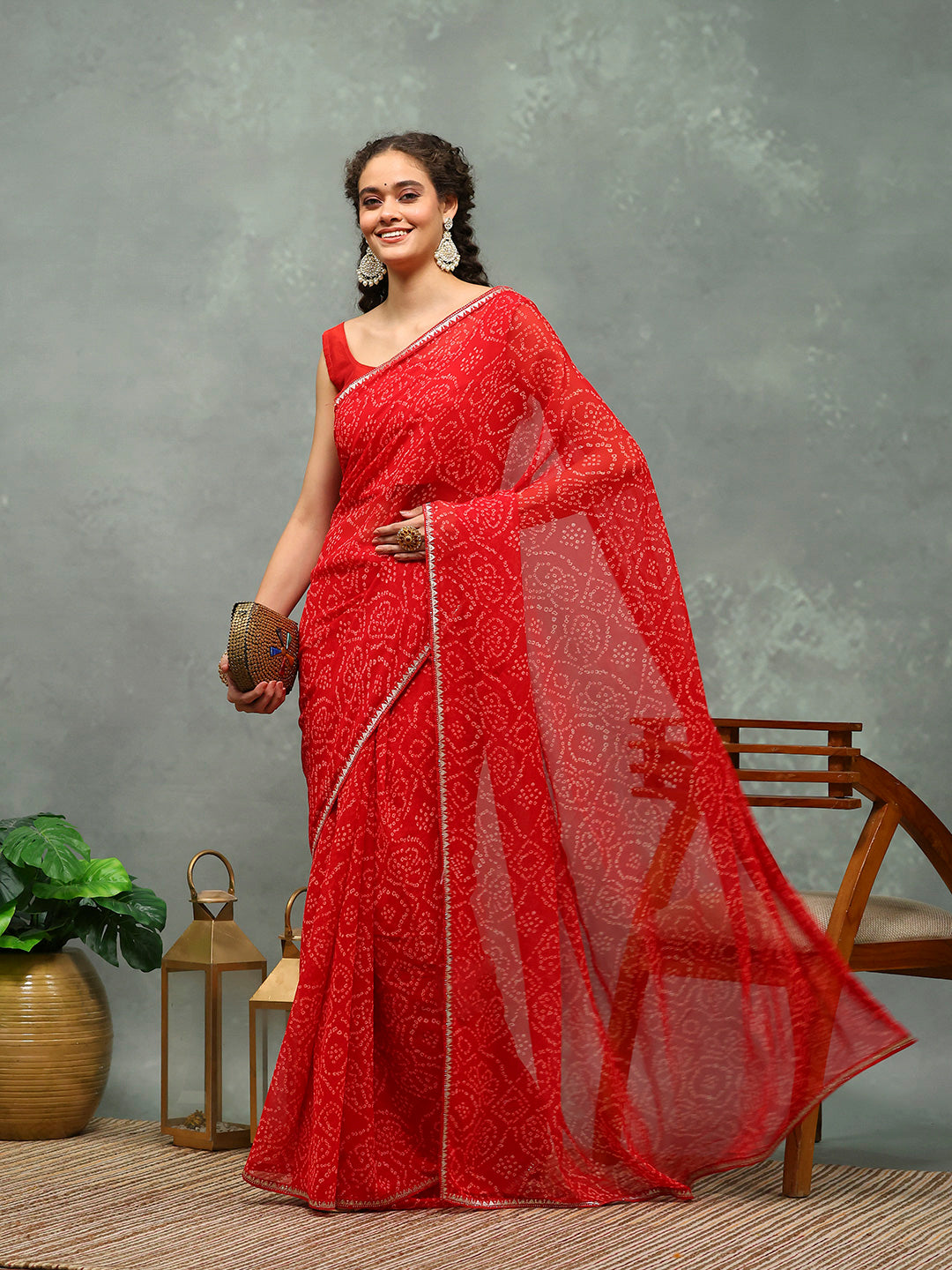 Bandhani Printed Georgette Saree