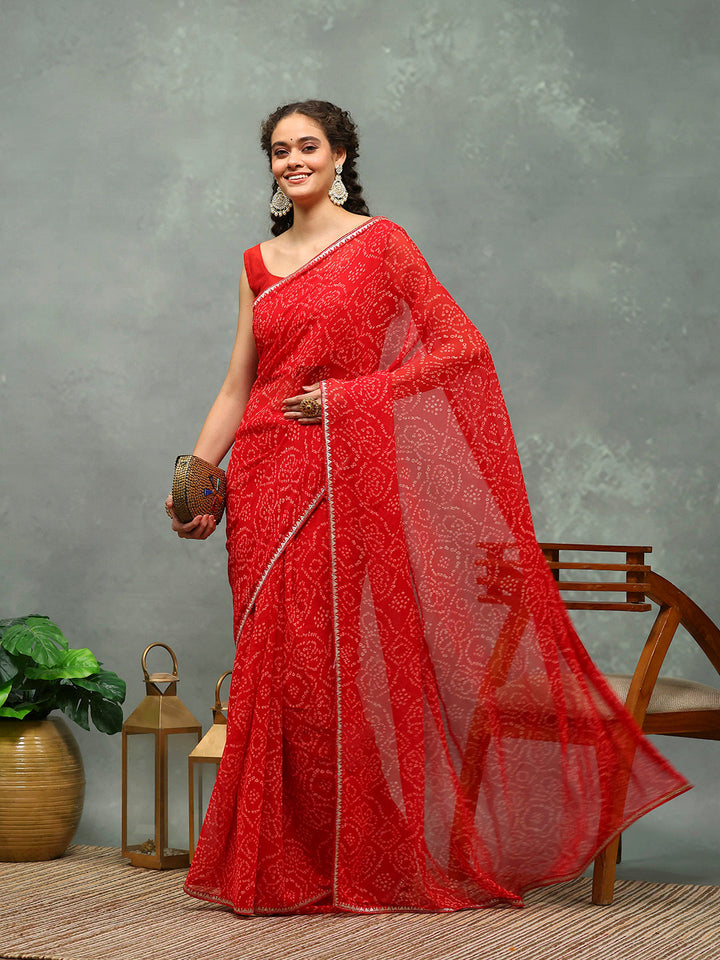 Bandhani Printed Georgette Saree