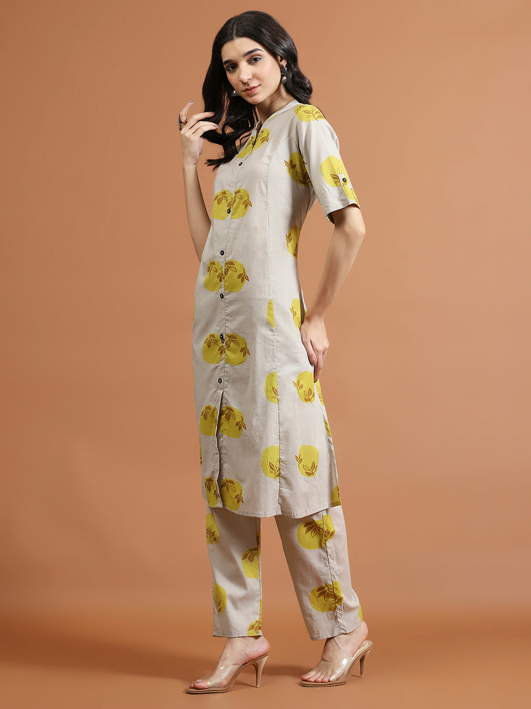 Printed Cotton Blend Kurta With Pants