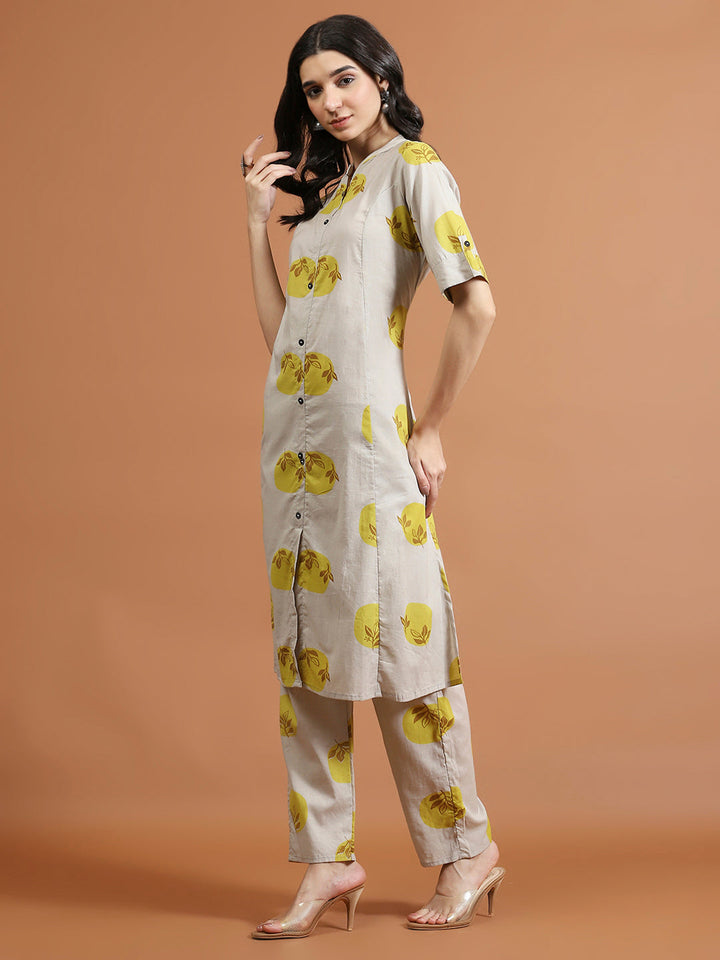 Printed Cotton Blend Kurta With Pants