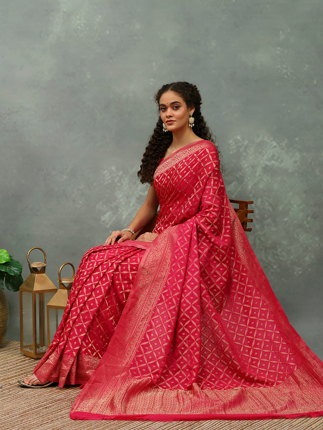 Woven Jaal Georgette Saree