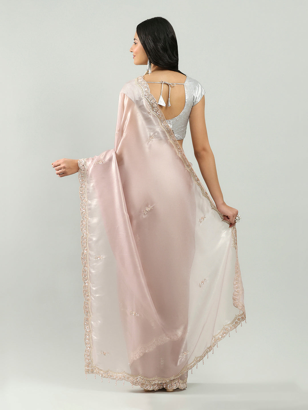 Sequence Embroidery Tissue Saree