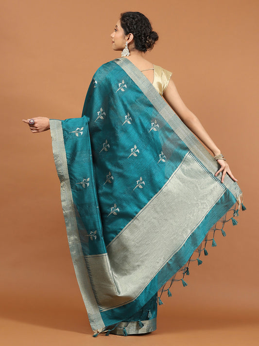 Woven Border Booti Art Silk Saree